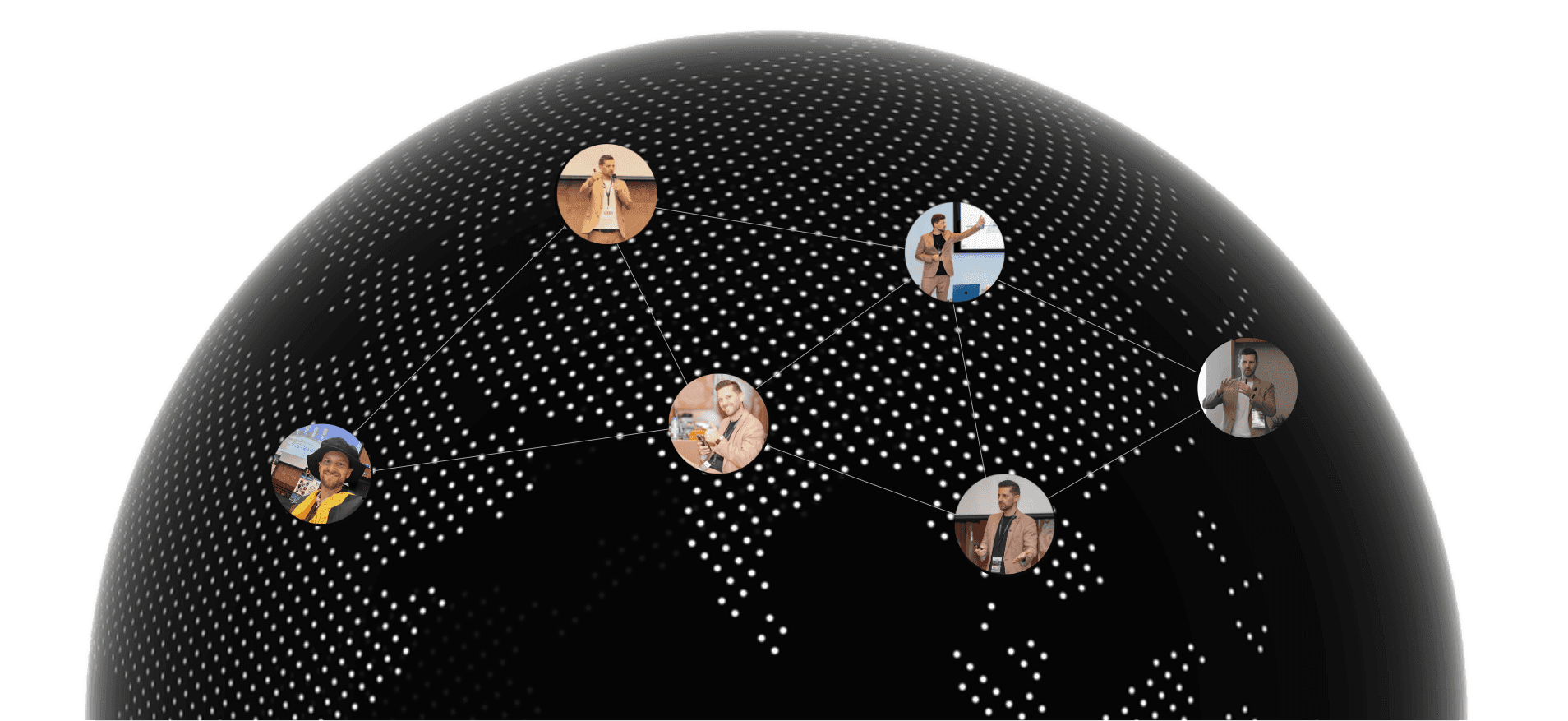Marc Reineke's reach: dotted globe with client touchpoints across continents